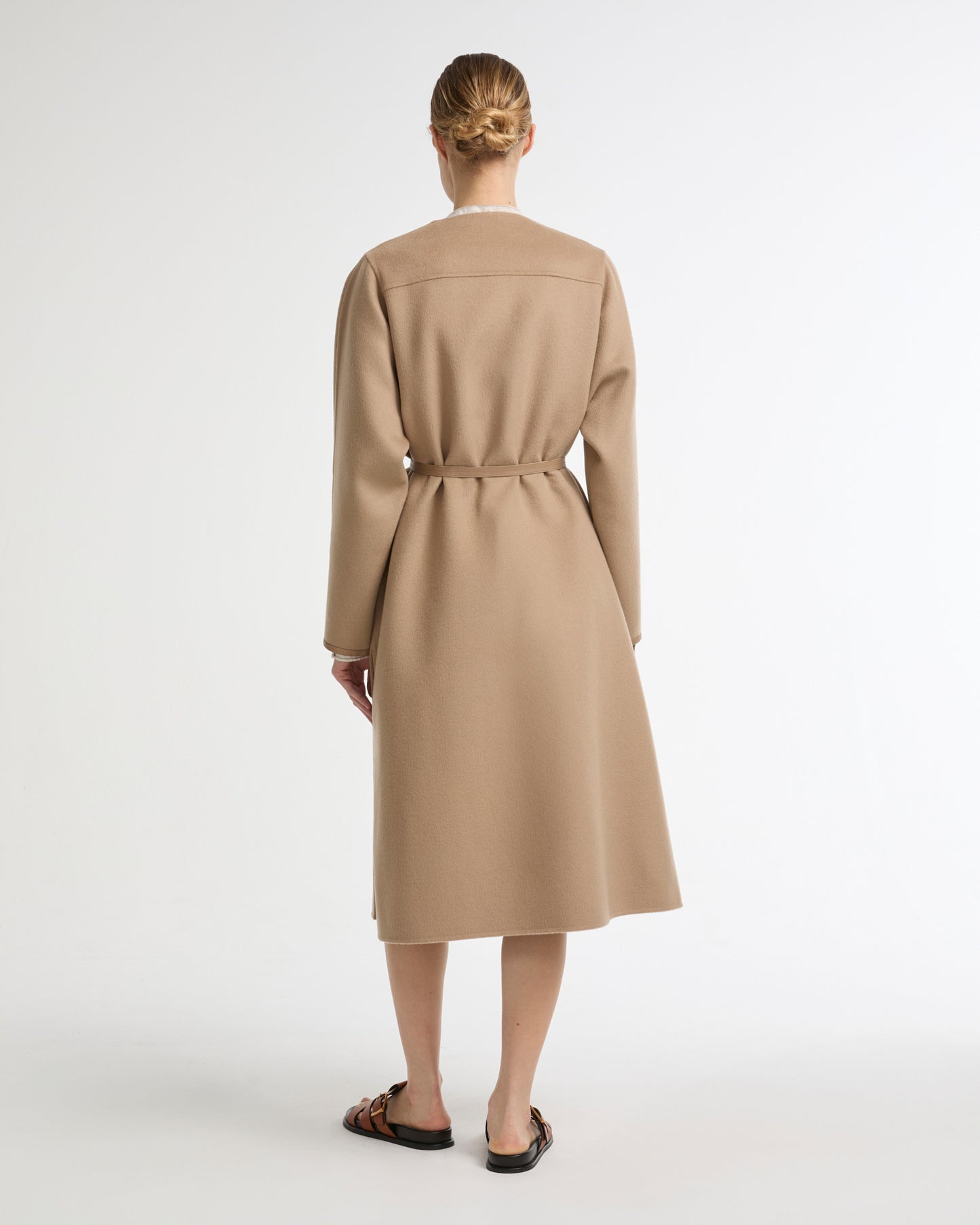 Double-sided cashmere-blend belted maxi coat