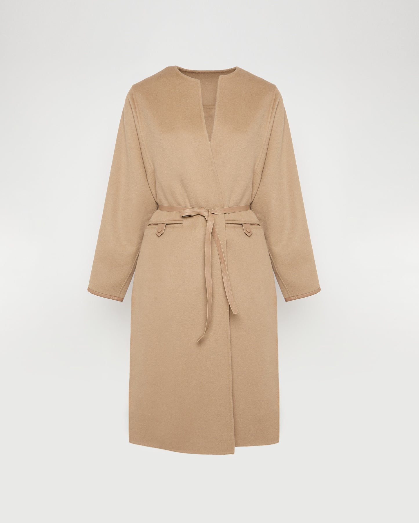 Double-sided cashmere-blend belted maxi coat