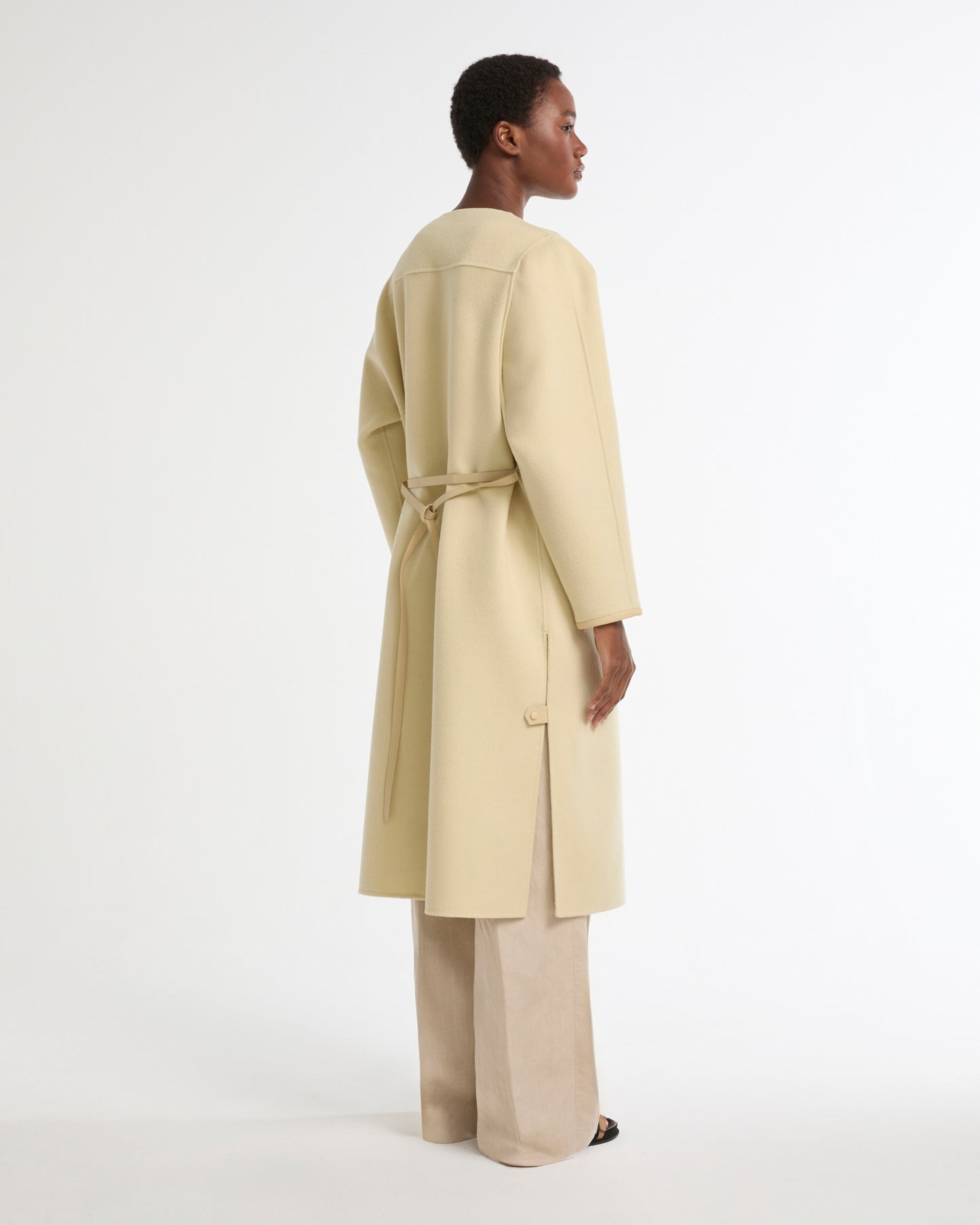 Double-sided cashmere-blend long belted maxi coat