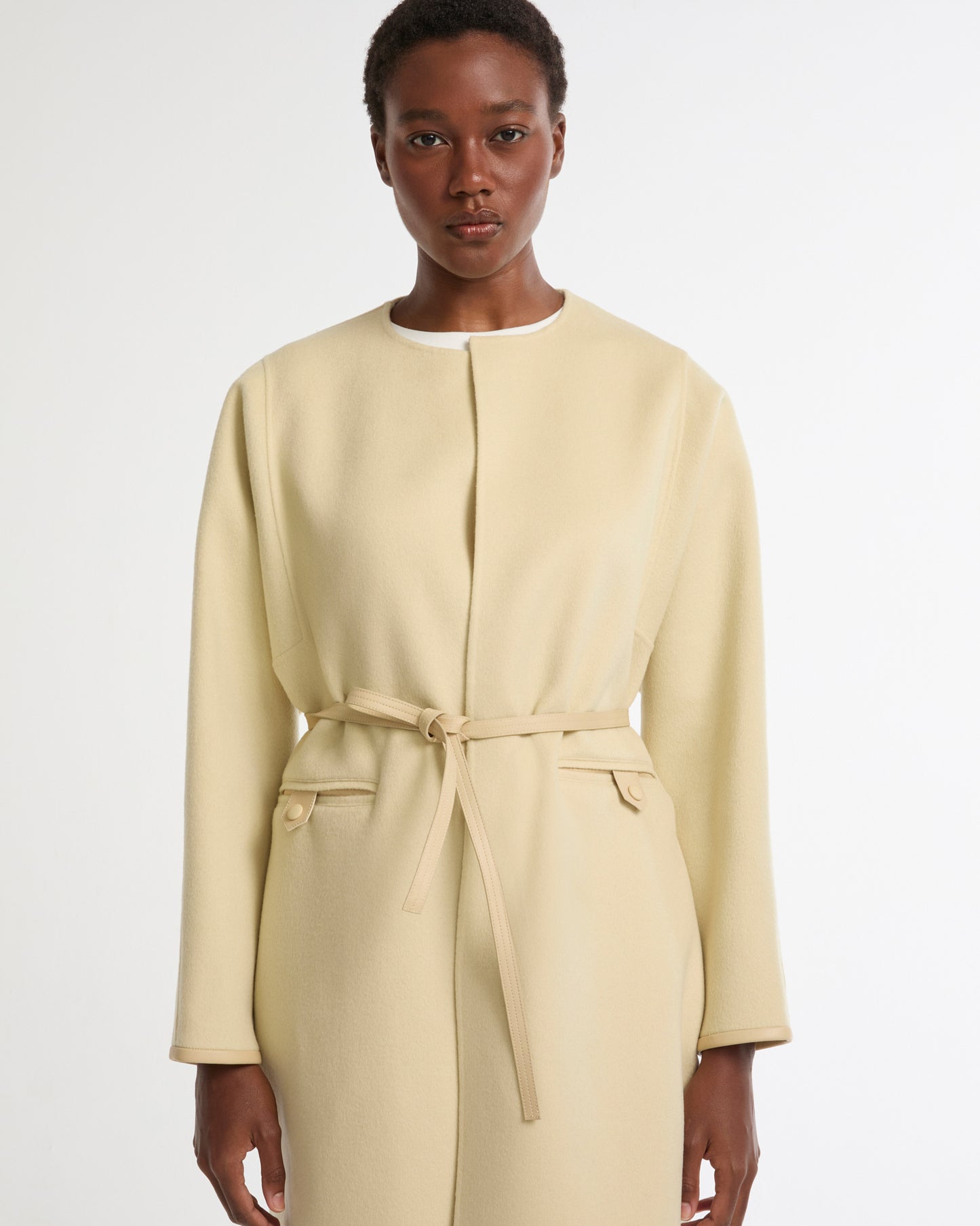 Double-sided cashmere-blend long belted maxi coat