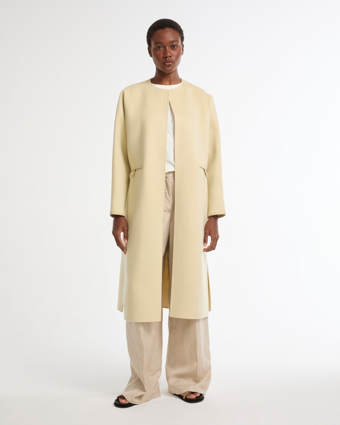 Double-sided cashmere-blend long belted maxi coat