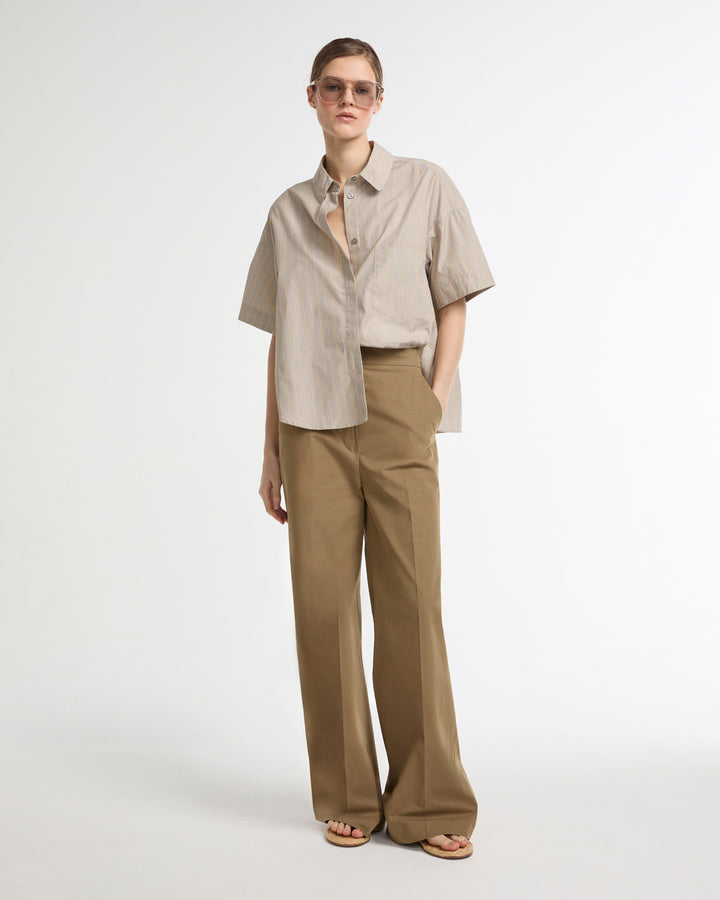 Cotton wide leg trousers
