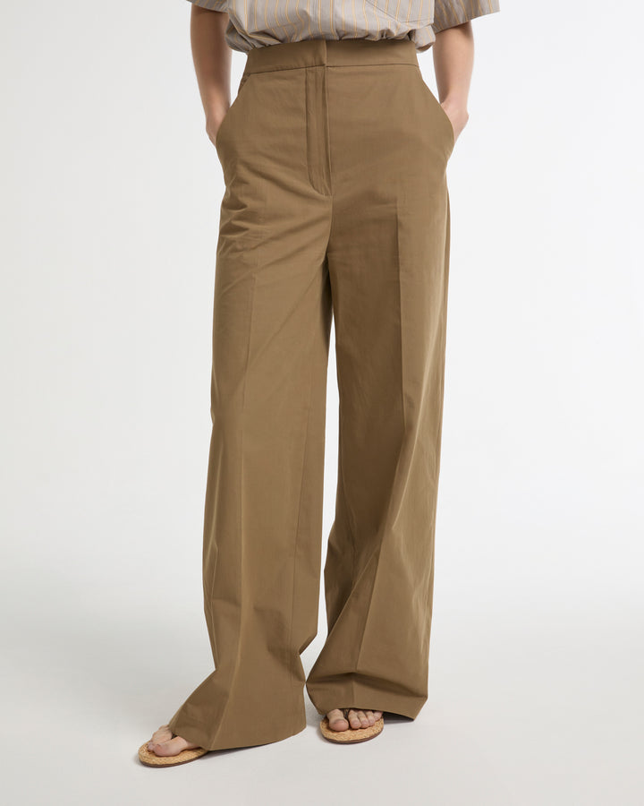 Cotton wide leg trousers