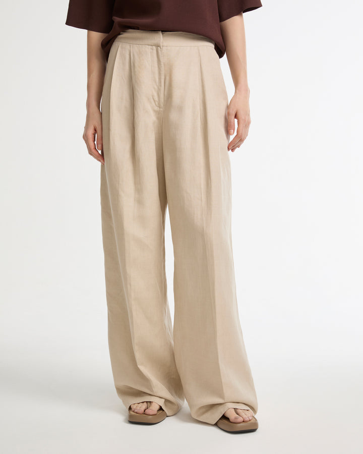 Linen wide leg trousers