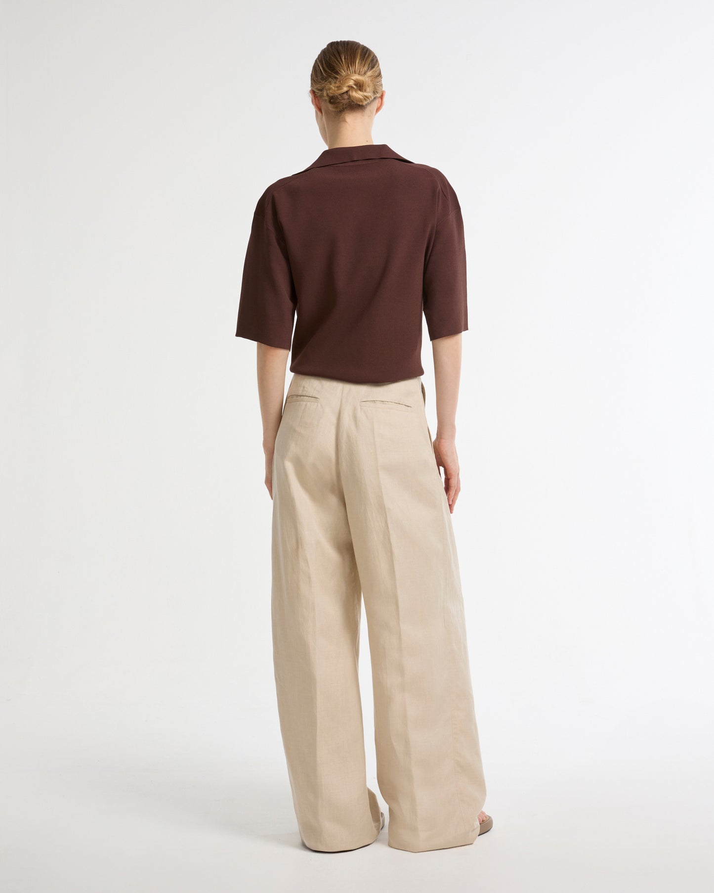 Linen wide leg trousers