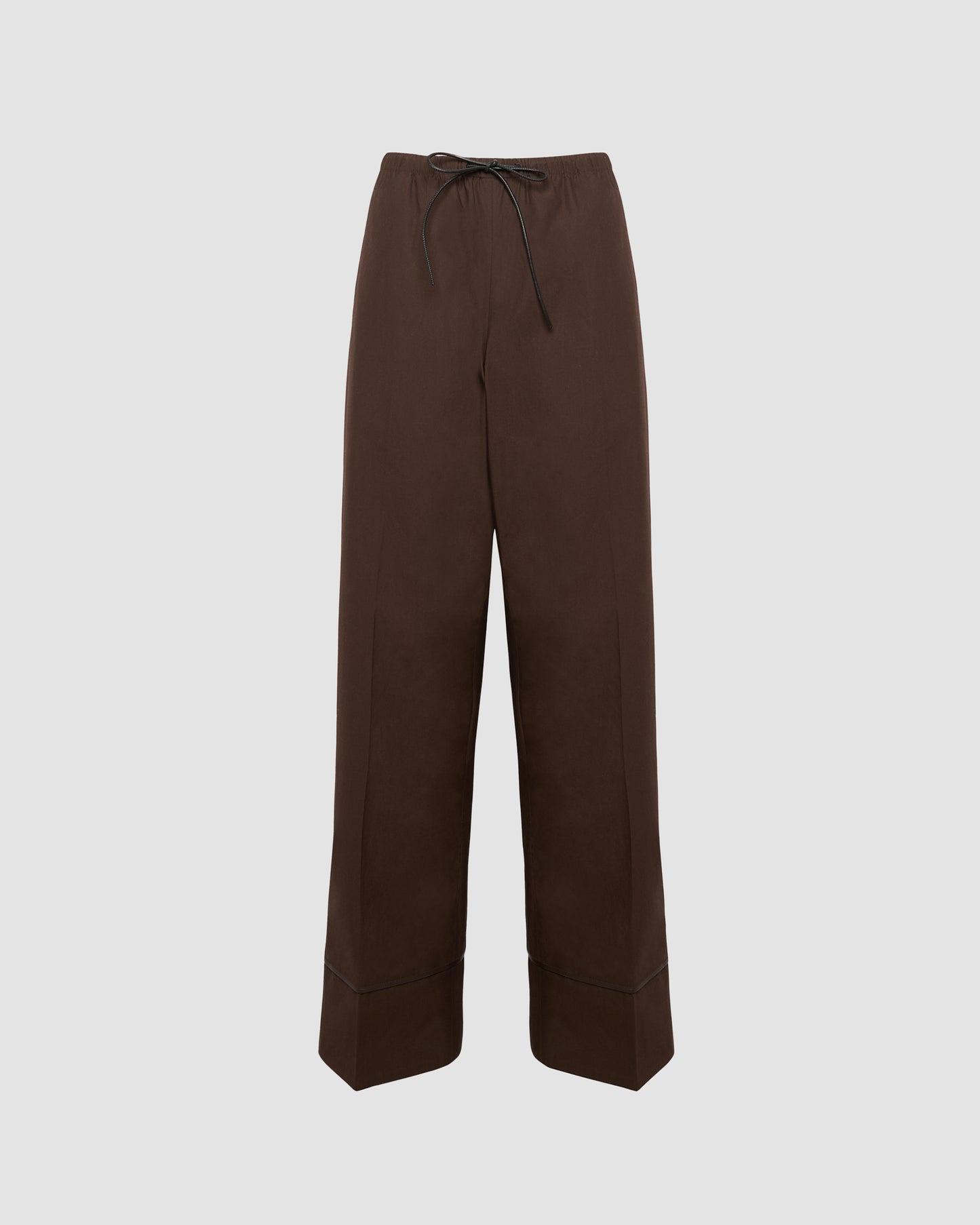 Loose fit poplin trousers with leather details