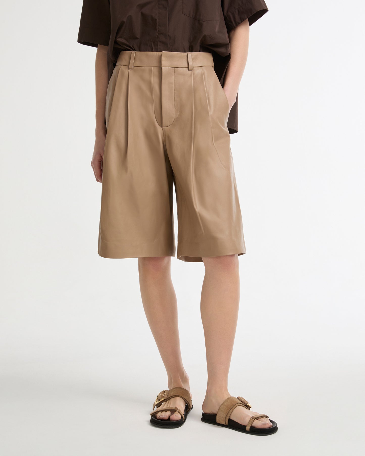 Leather Bermuda shorts