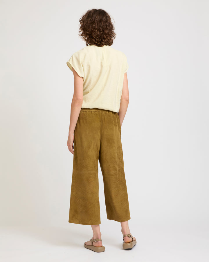 Suede calfskin wide culottes