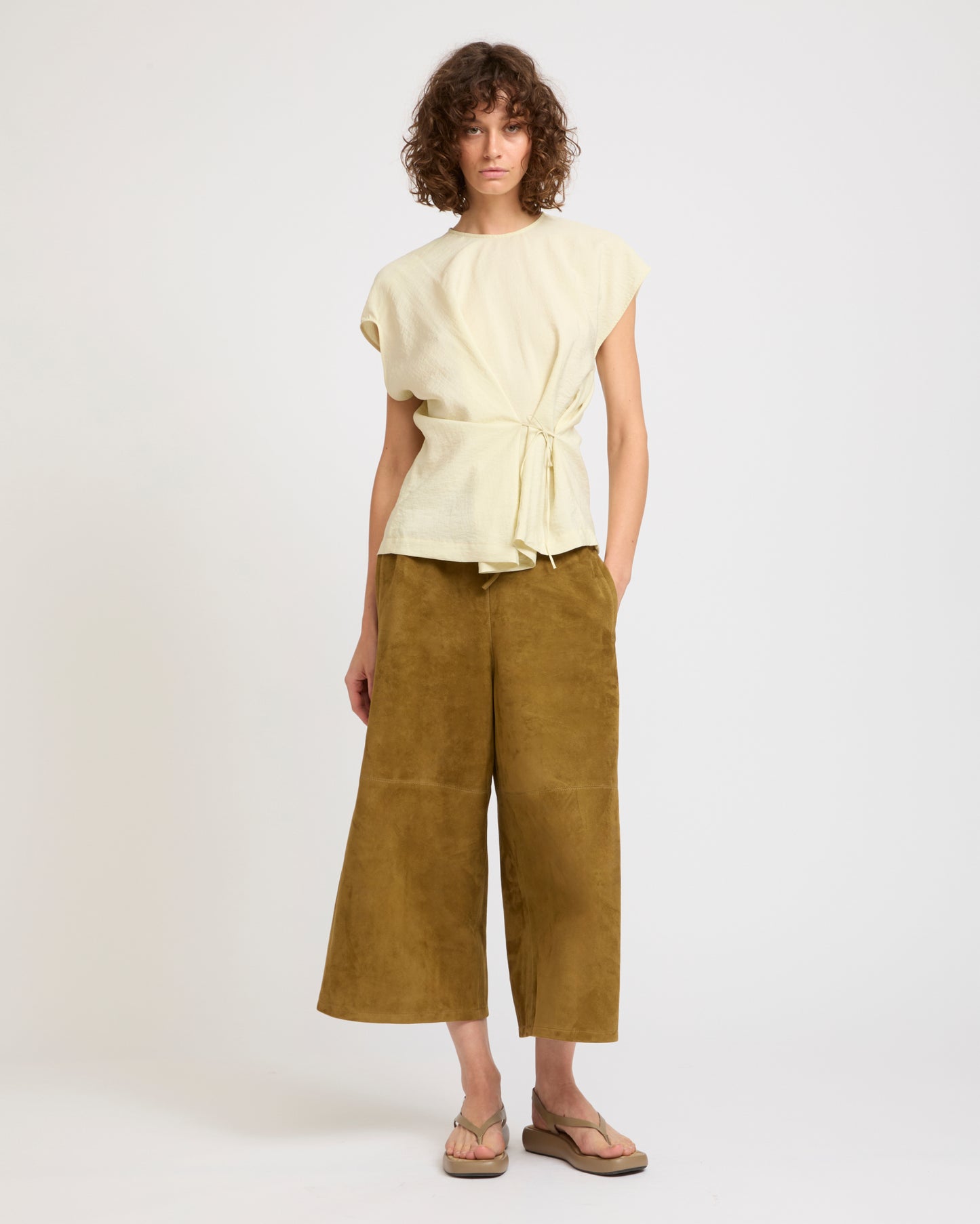 Suede lamb wide culottes -Summer sale - Yves Salomon