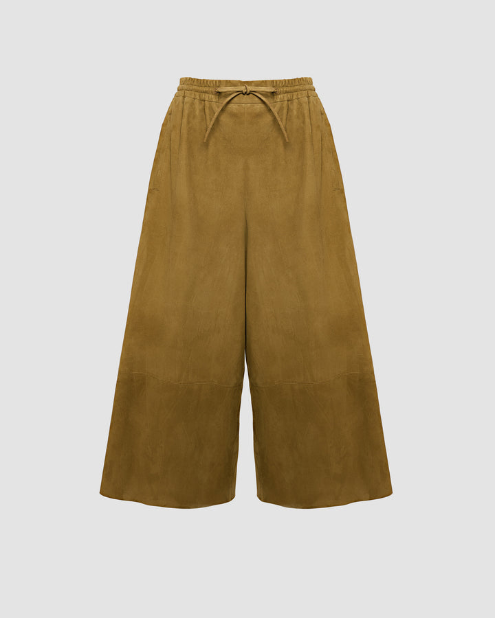 Suede lamb wide culottes