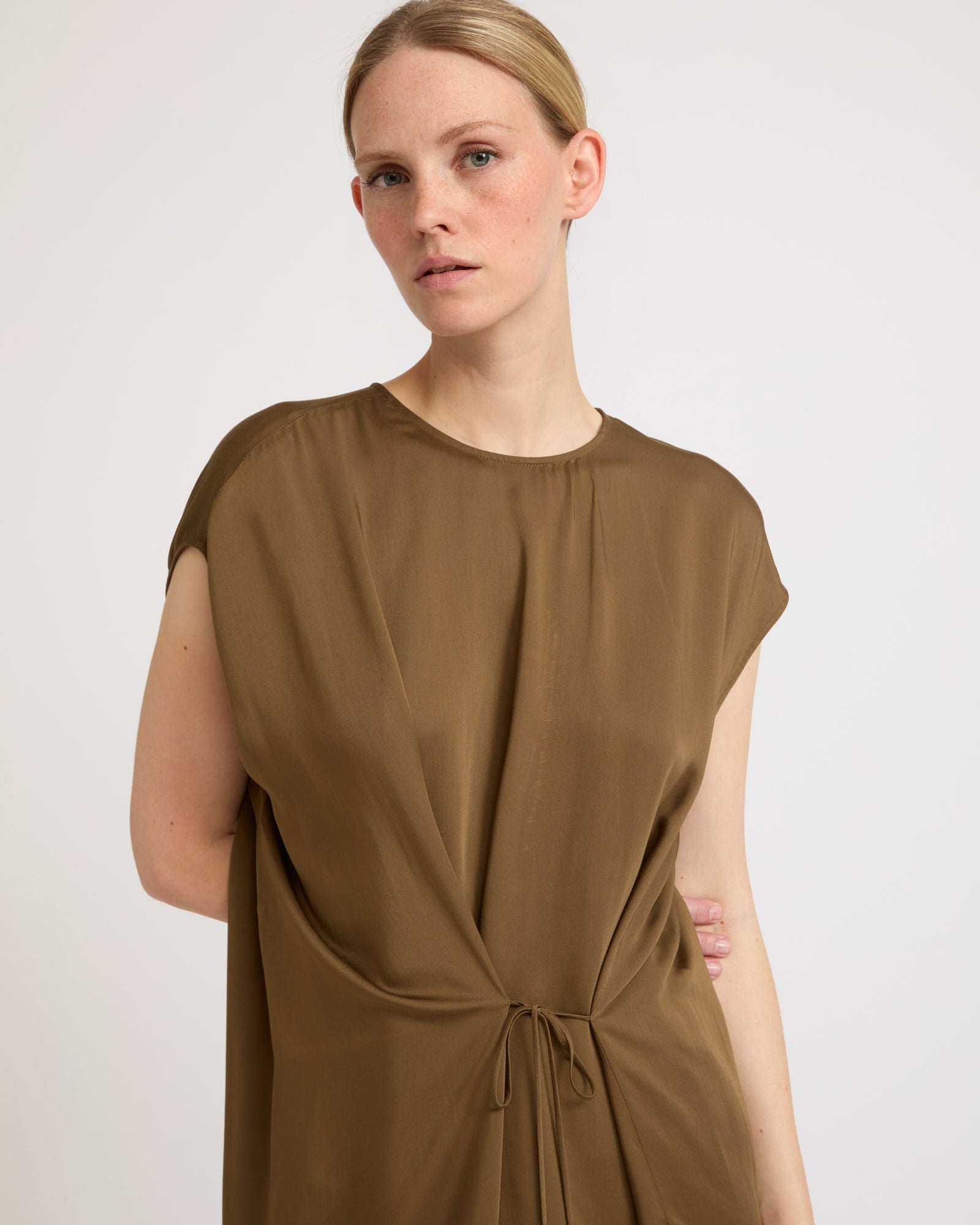 Asymmetric adjustable satin dress -Summer sale - Yves Salomon