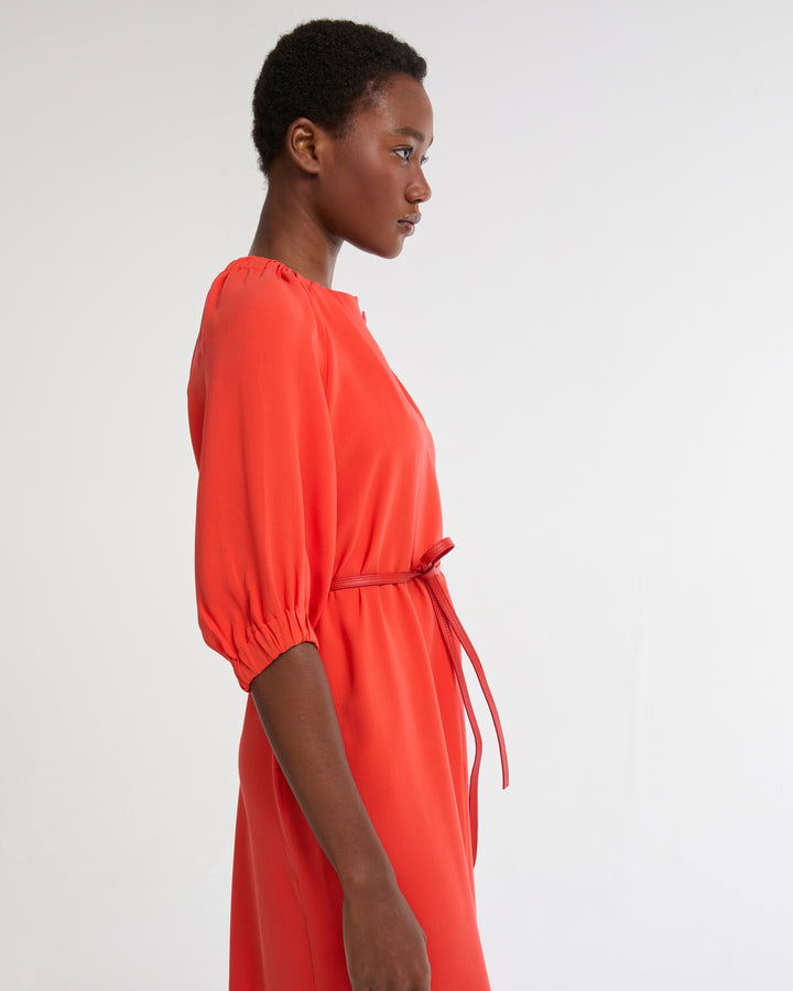 Flowing silk crepe dress