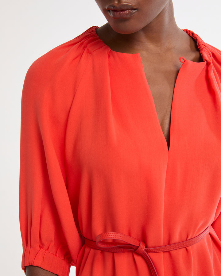 Flowing silk crepe dress