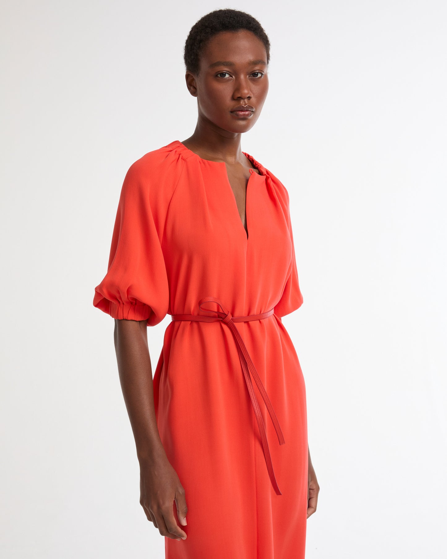 Flowing silk crepe dress