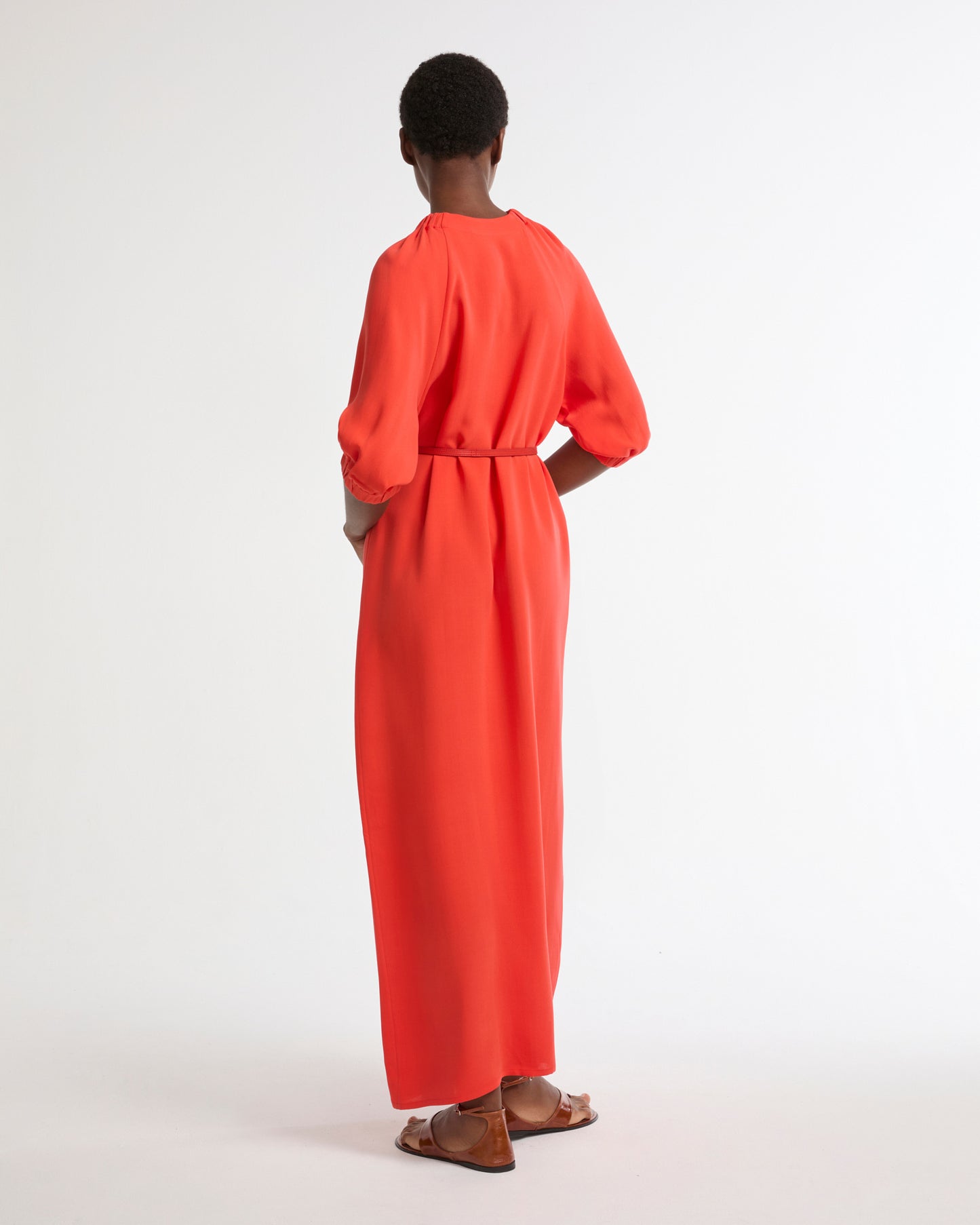 Flowing silk crepe dress