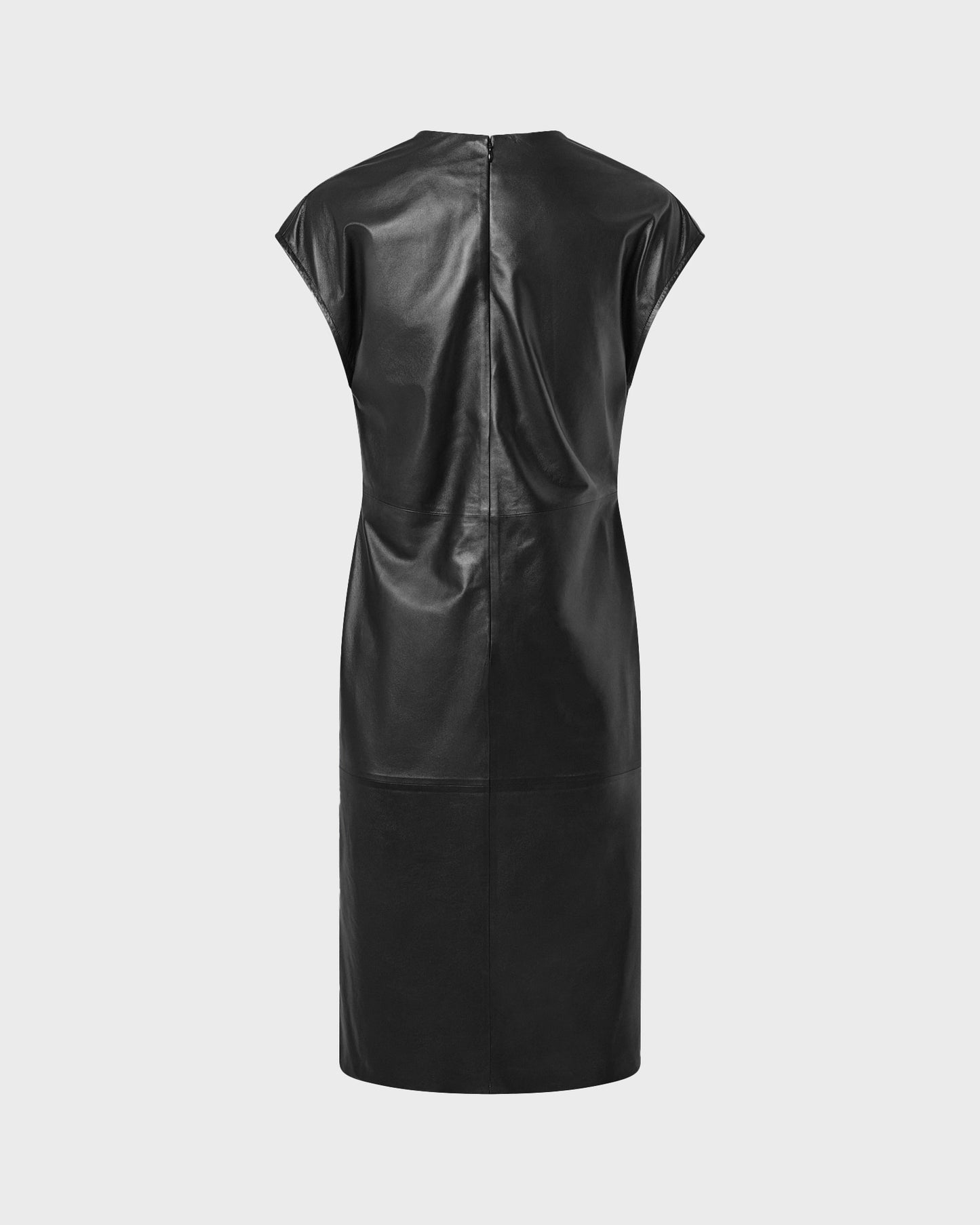 Draped lambskin leather dress