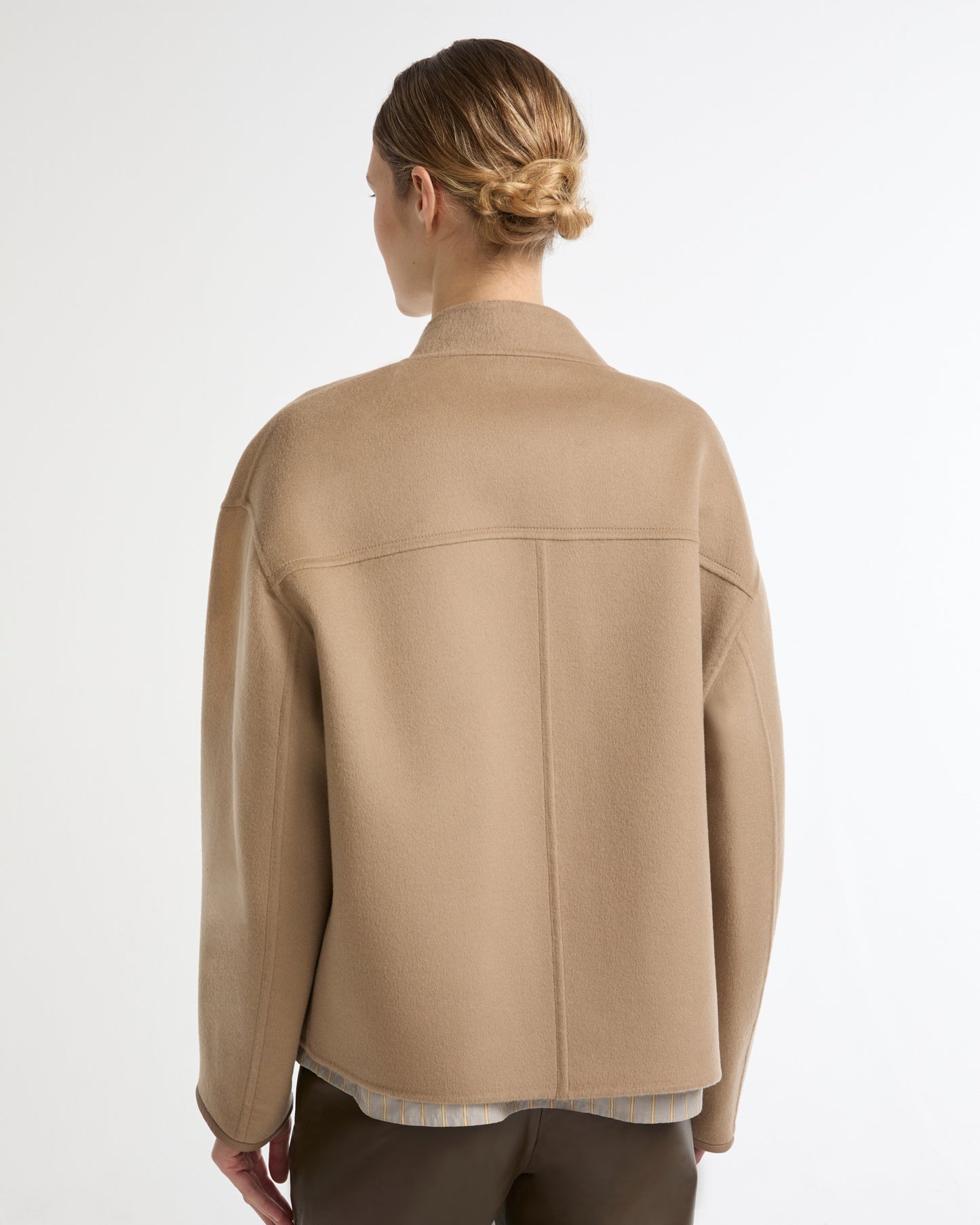 Double-sided cashmere-blend varsity jacket