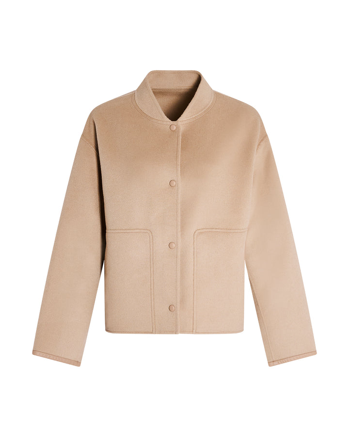Double-sided cashmere-blend varsity jacket