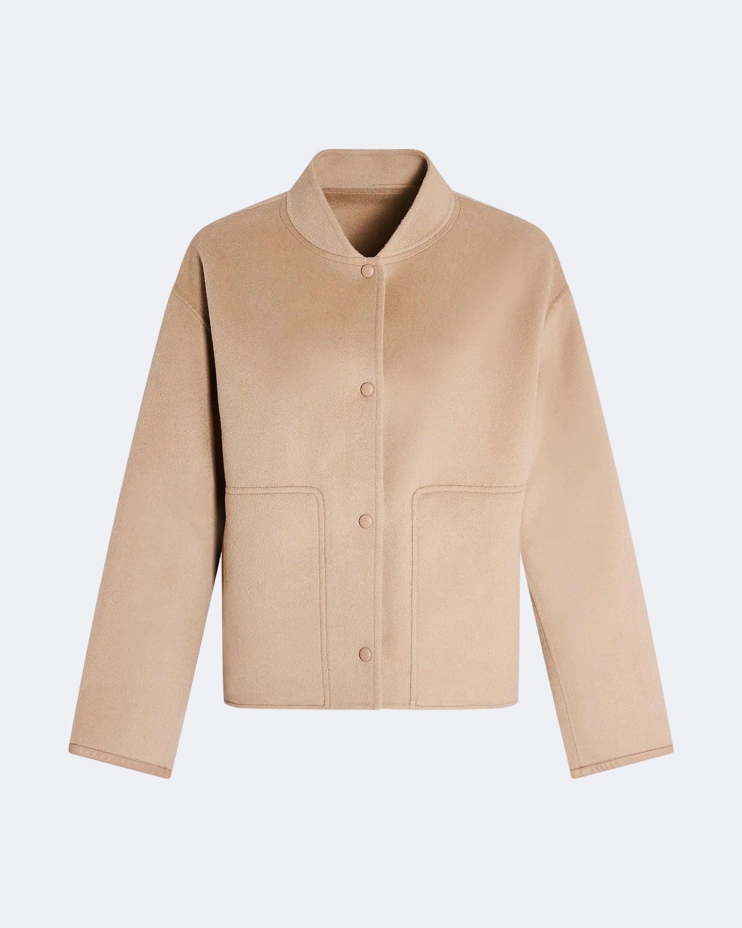 Double-sided cashmere-blend varsity jacket