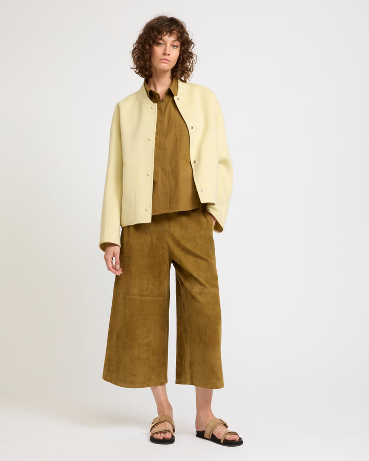 Double-sided cashmere-blend varsity jacket