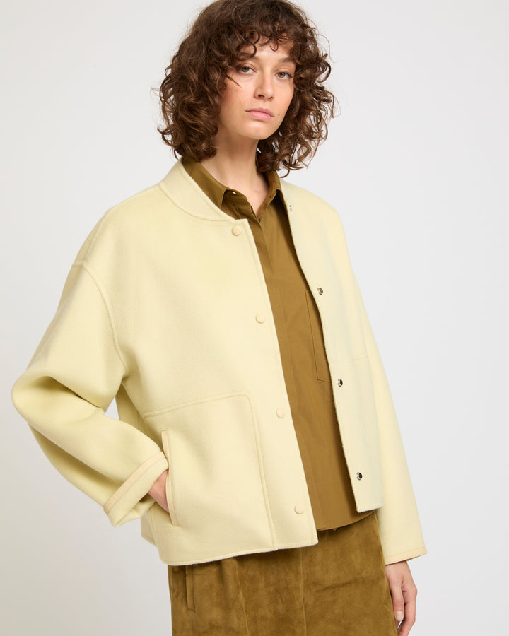 Double-sided cashmere-blend varsity jacket