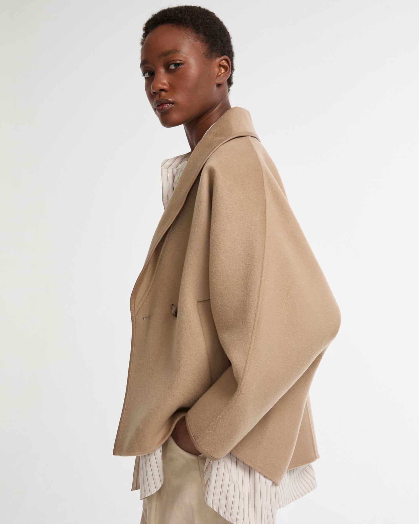 Double-sided cashmere-blend pea coat