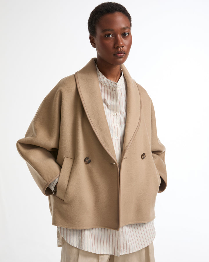 Double-sided cashmere-blend pea coat