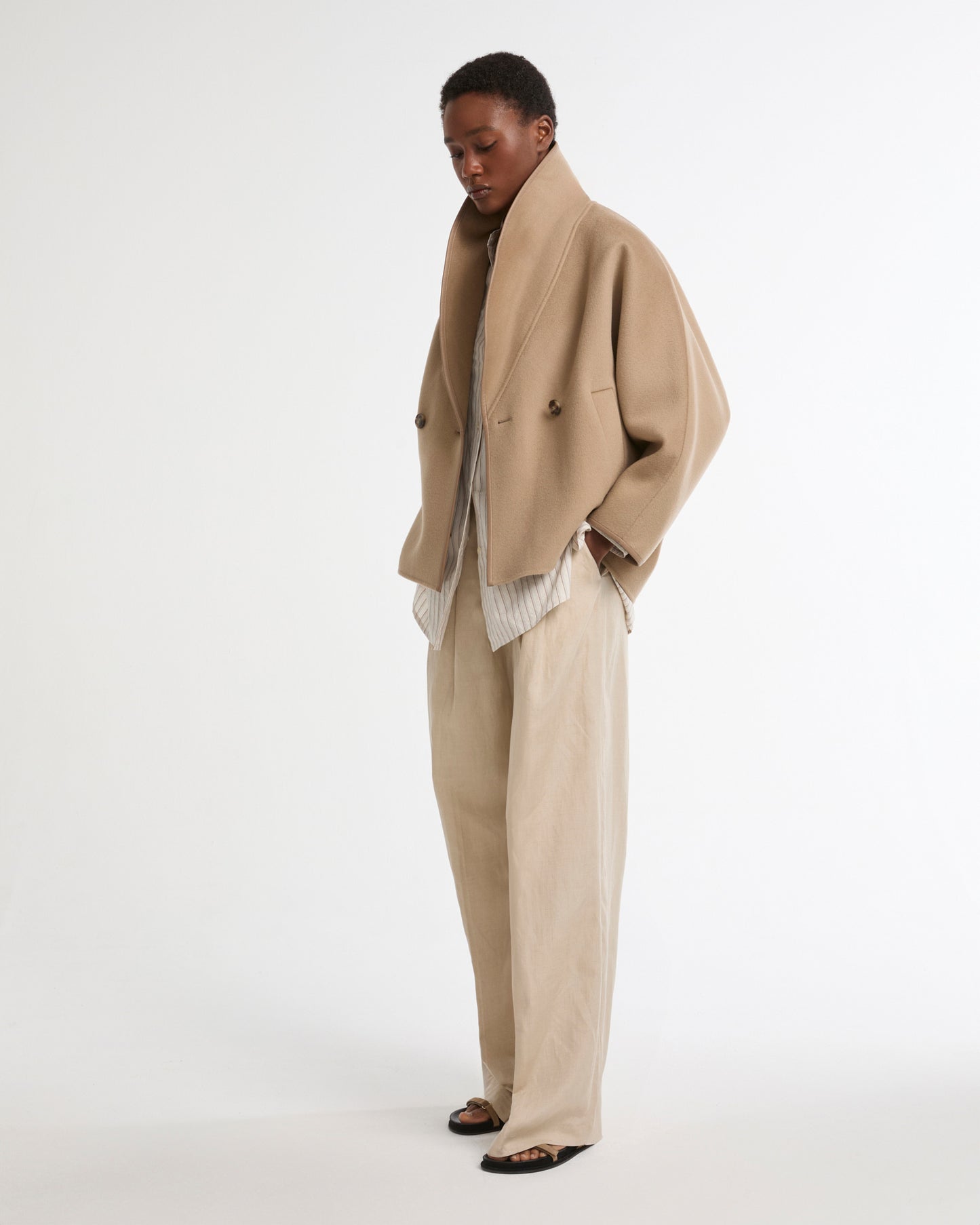 Double-sided cashmere-blend pea coat