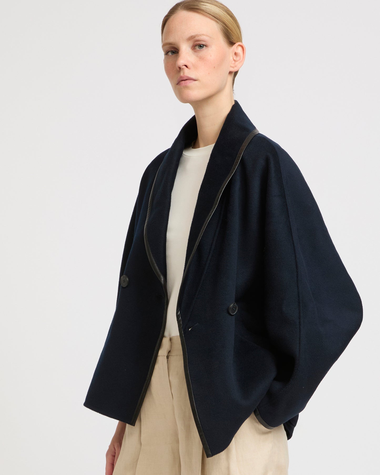 Double-sided cashmere-blend pea coat