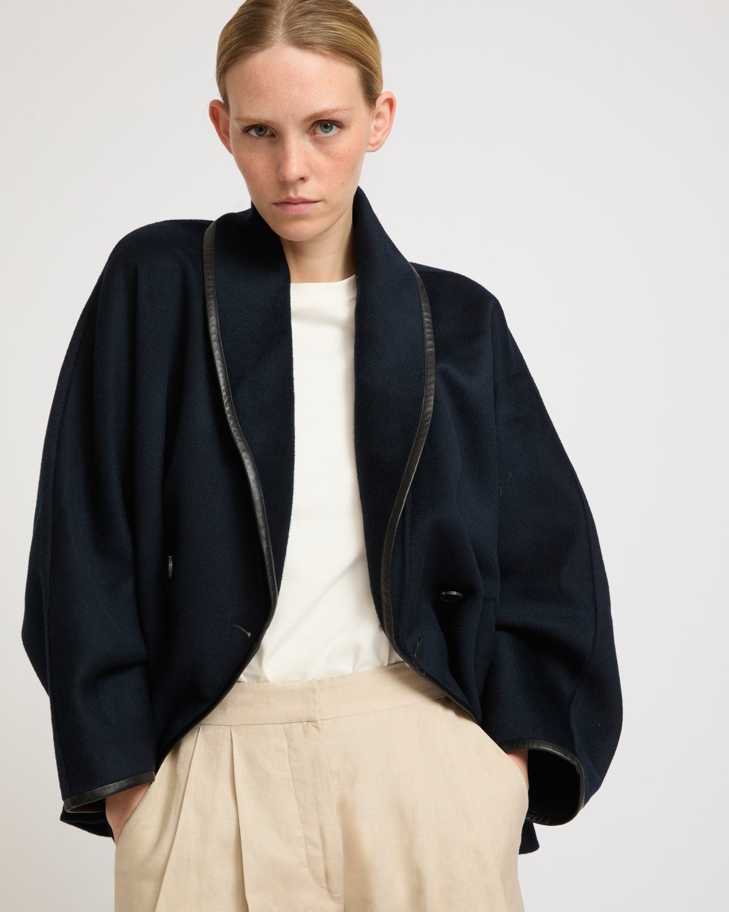 Double-sided cashmere-blend pea coat