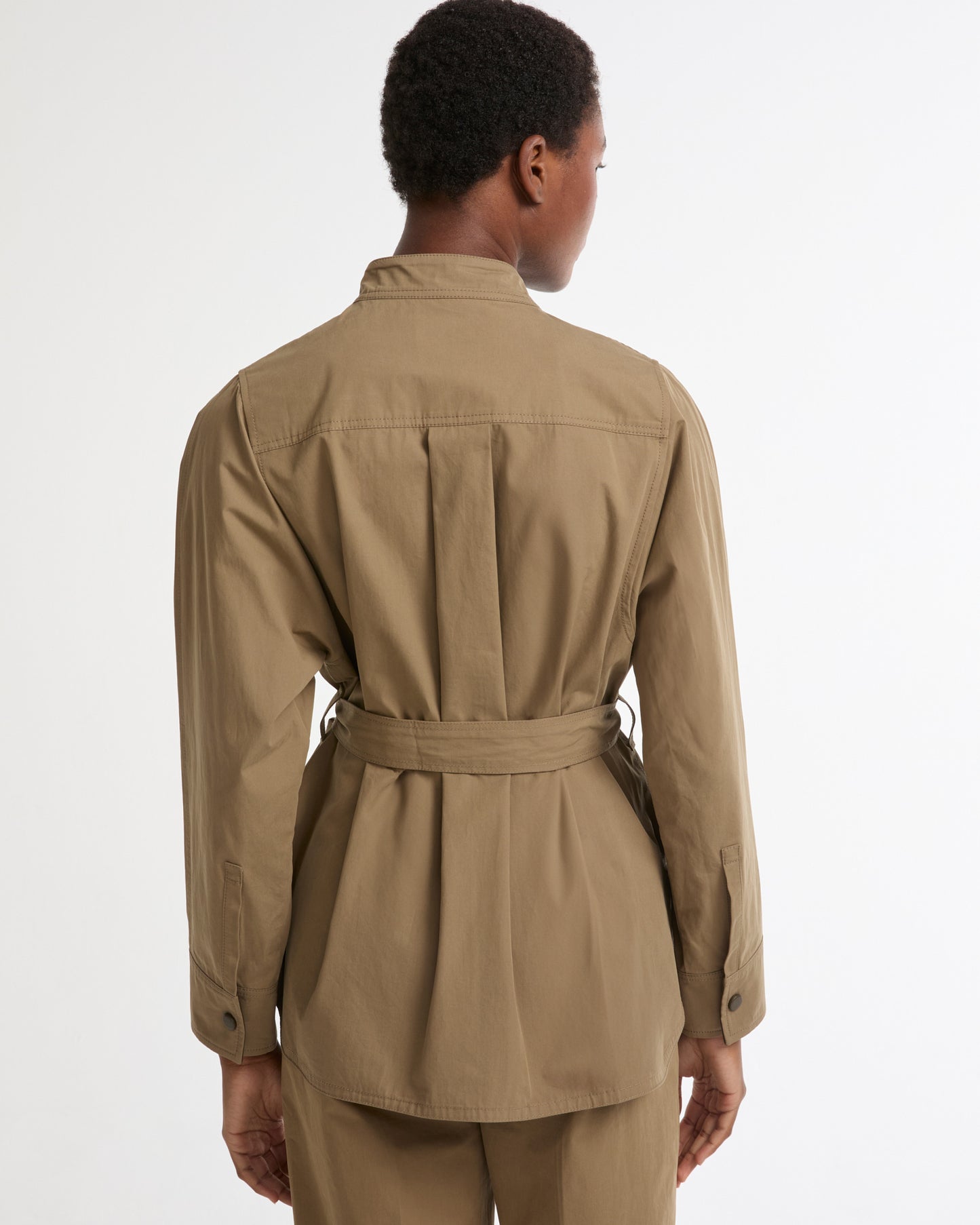Belted safari jacket in cotton fabric