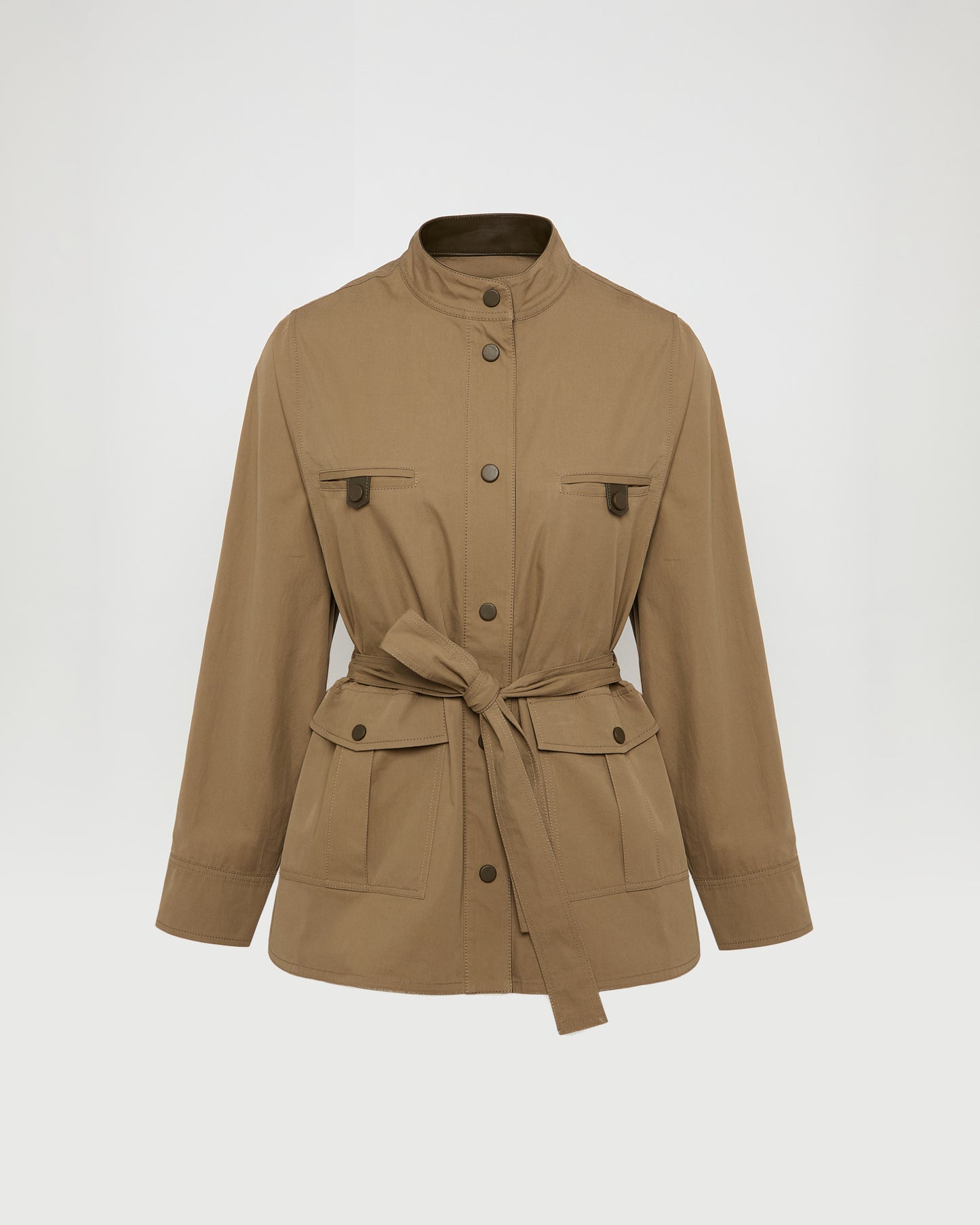 Belted safari jacket in cotton fabric