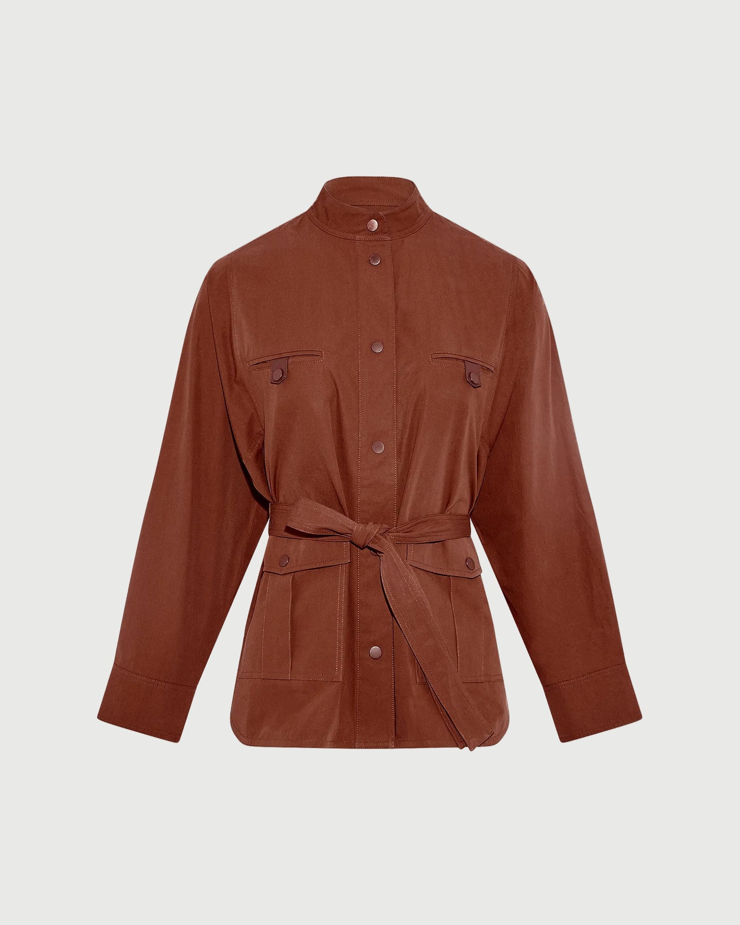 Belted safari jacket in cotton fabric