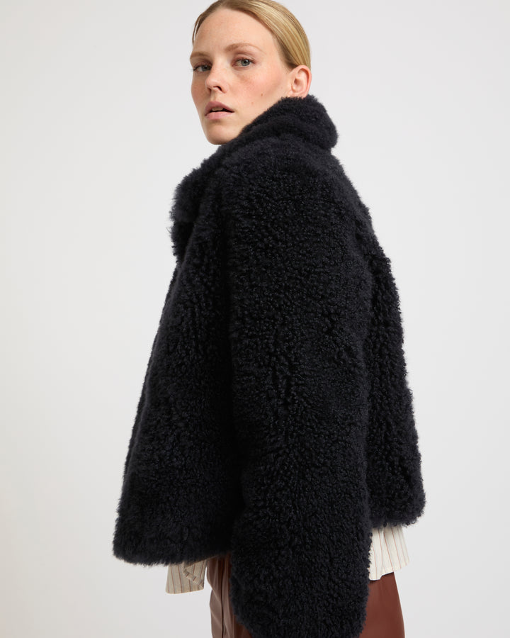 Cashmere-blend and lambskin peacoat jacket