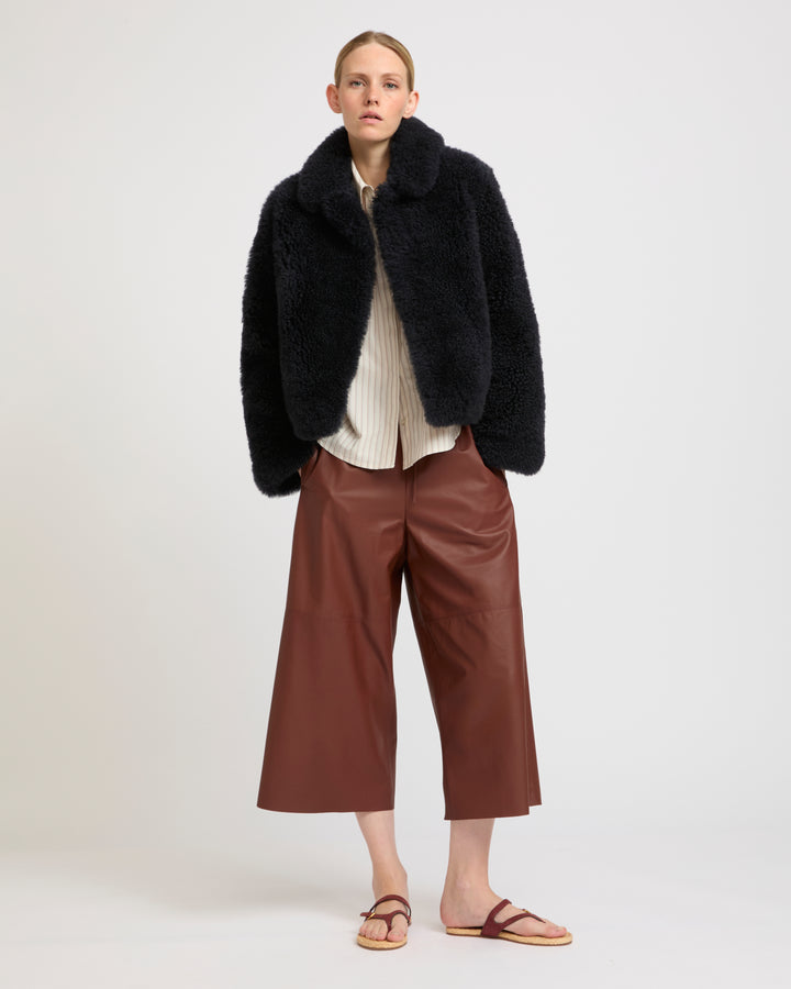 Cashmere-blend and lambskin peacoat jacket