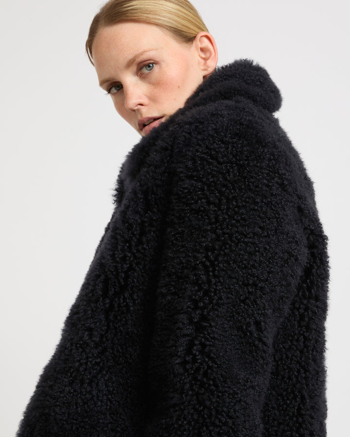 Cashmere-blend and lambskin peacoat jacket