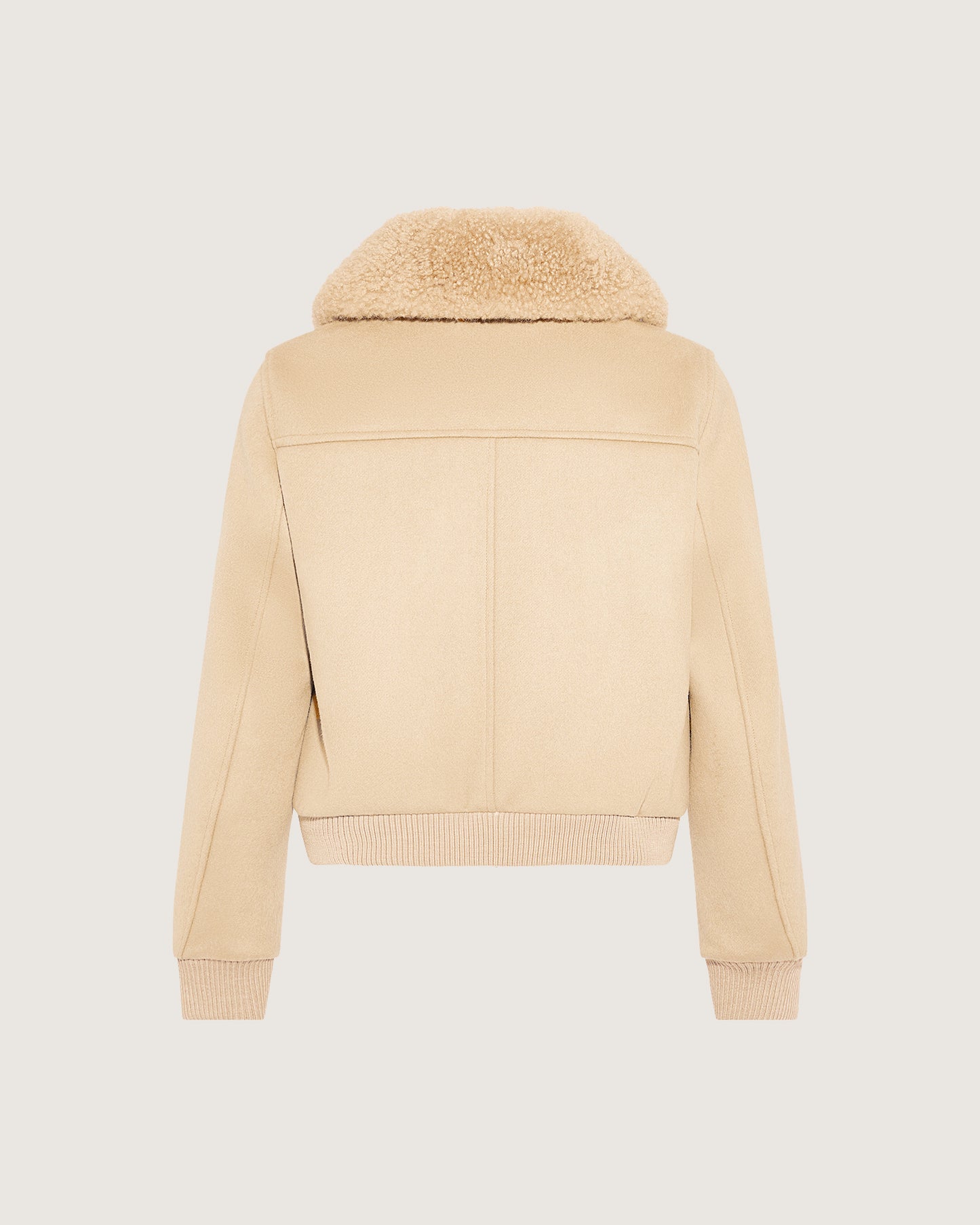 Cashmere-blend bomber jacket with removable lambskin collar
