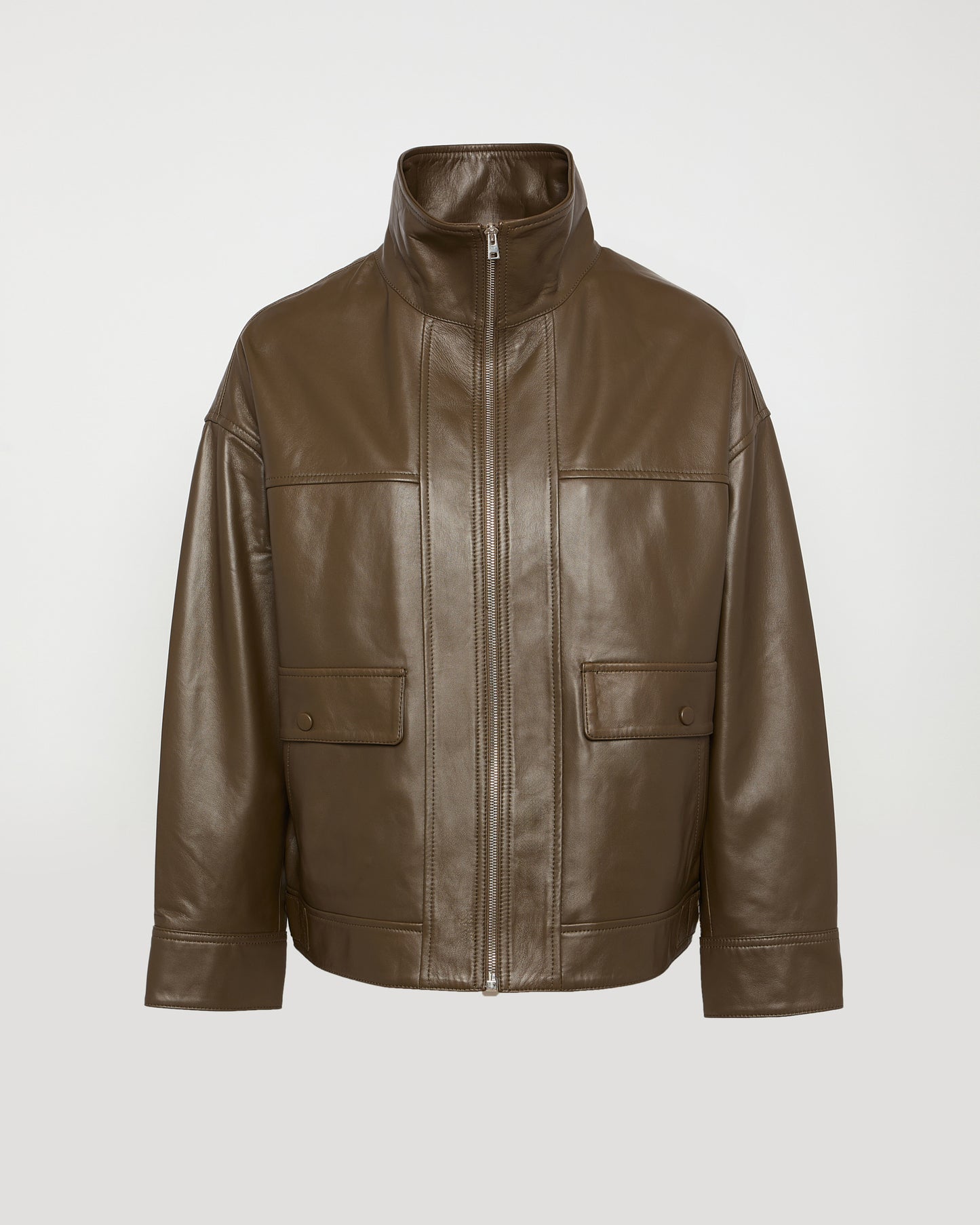 Lamb leather short jacket