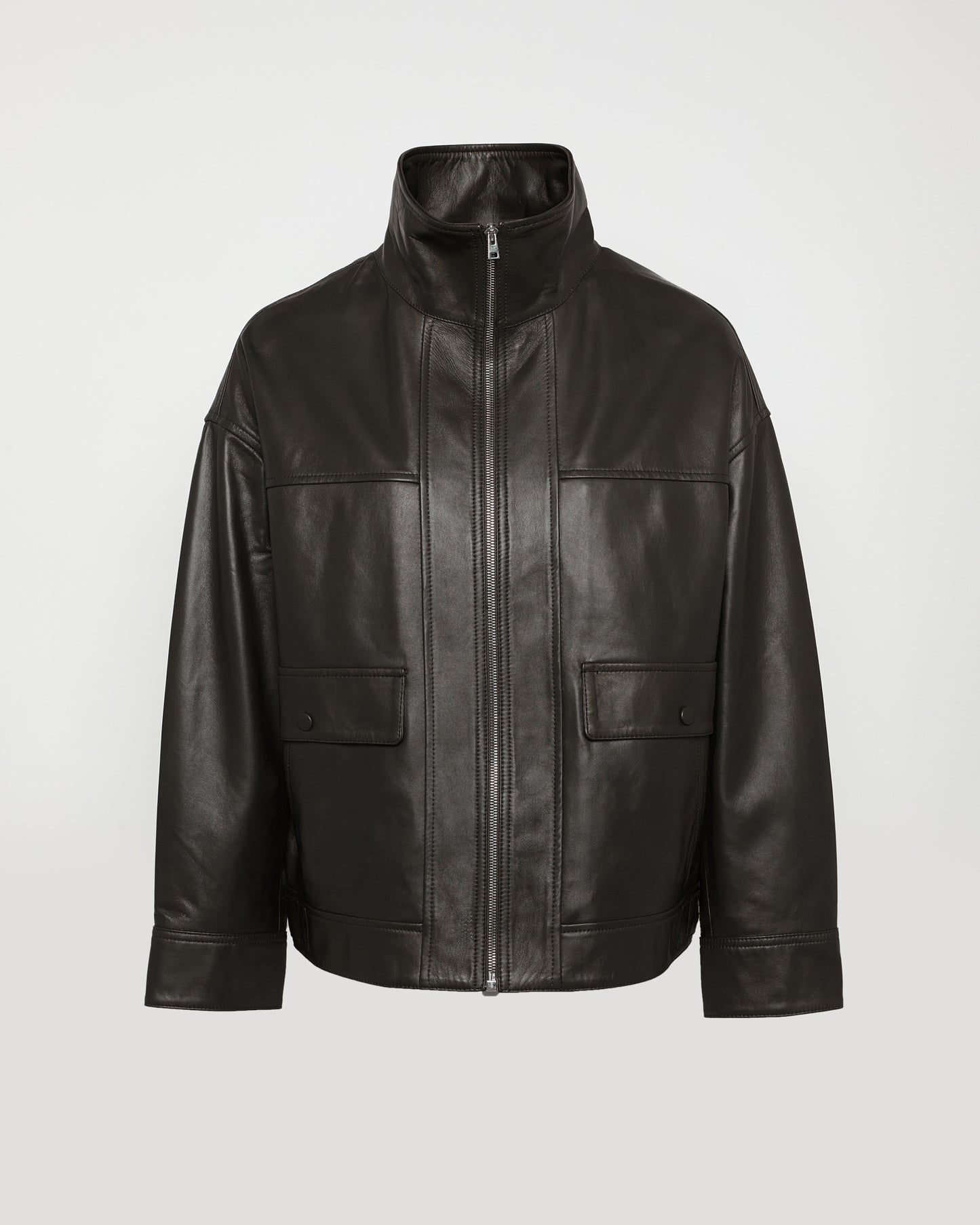 Lamb leather short jacket