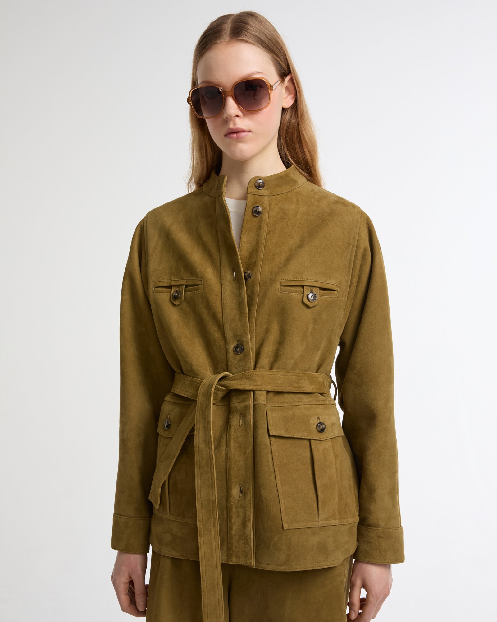 Suede calfskin safari jacket -Summer sale - Yves Salomon