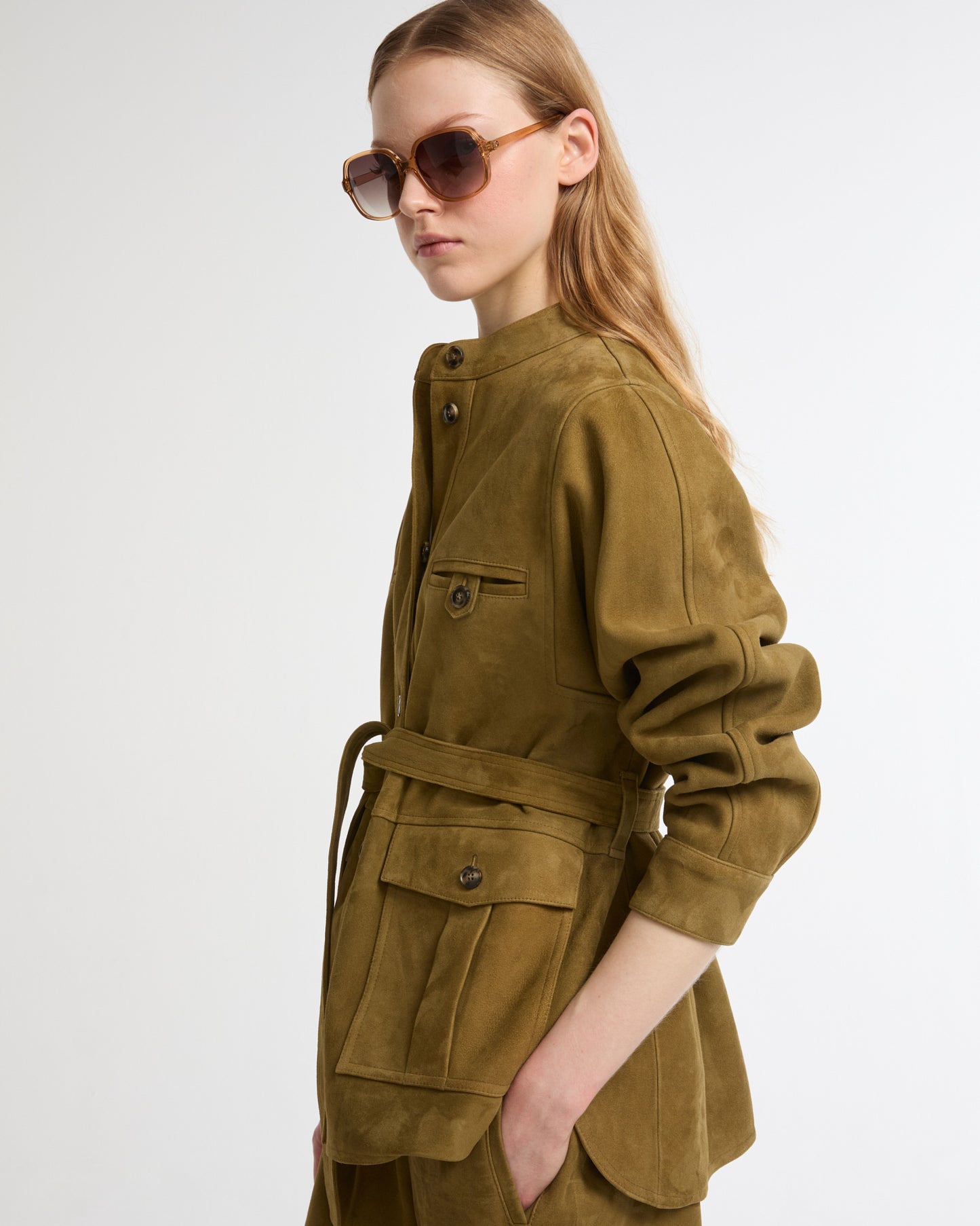 Suede calfskin safari jacket