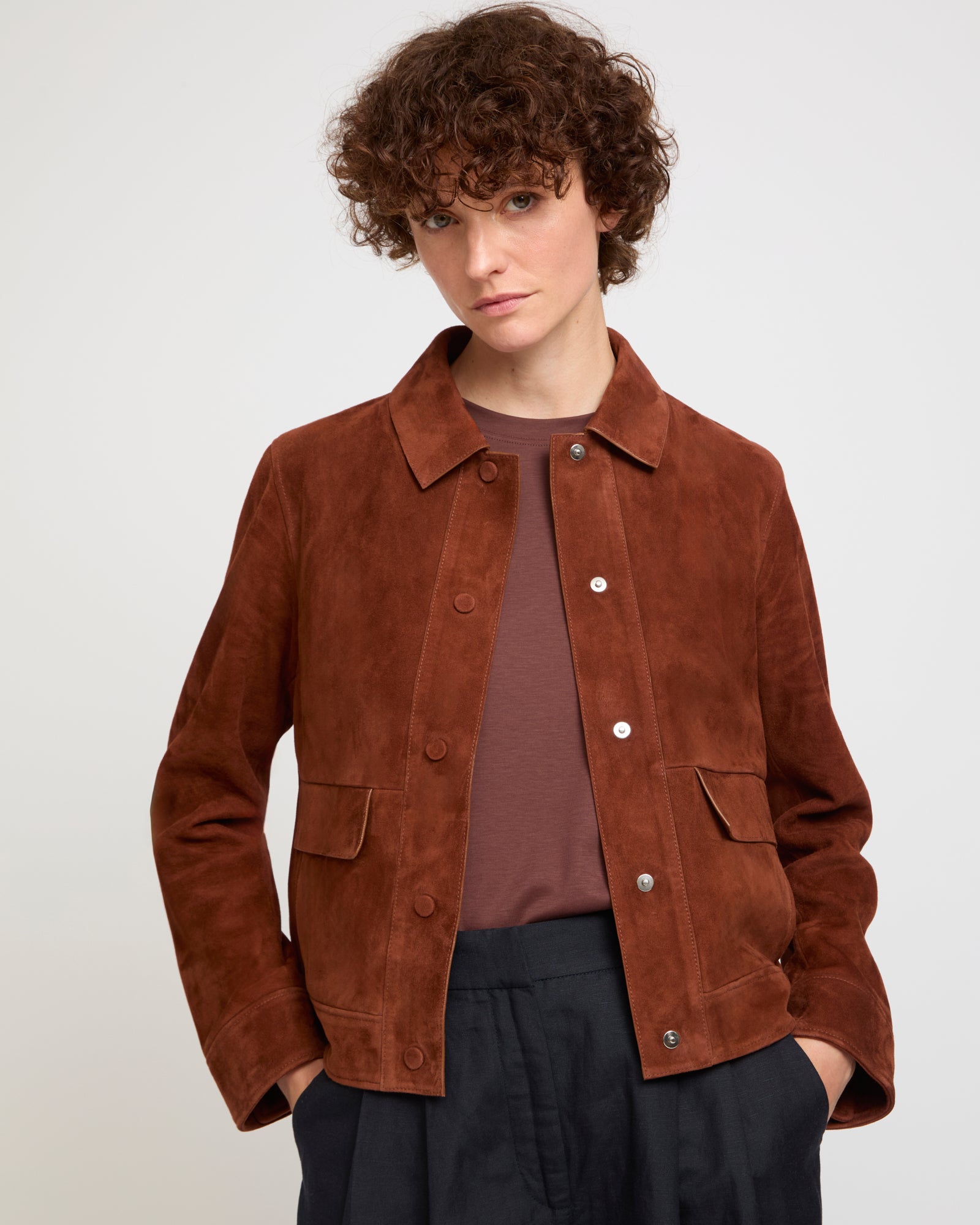 YVES SALOMON イヴサロモン ラムスエード　　ライダースジャケット Women's Suede - Yves Salomon – Yves Salomon US