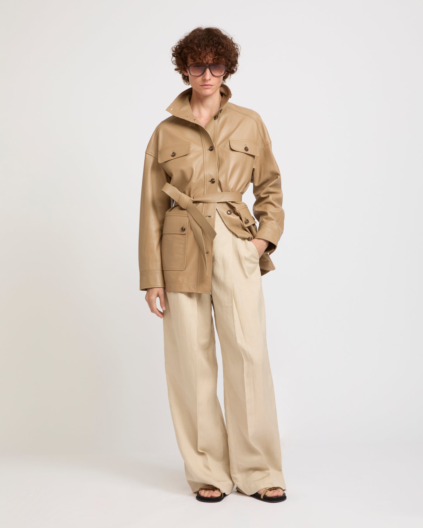 Leather safari jacket