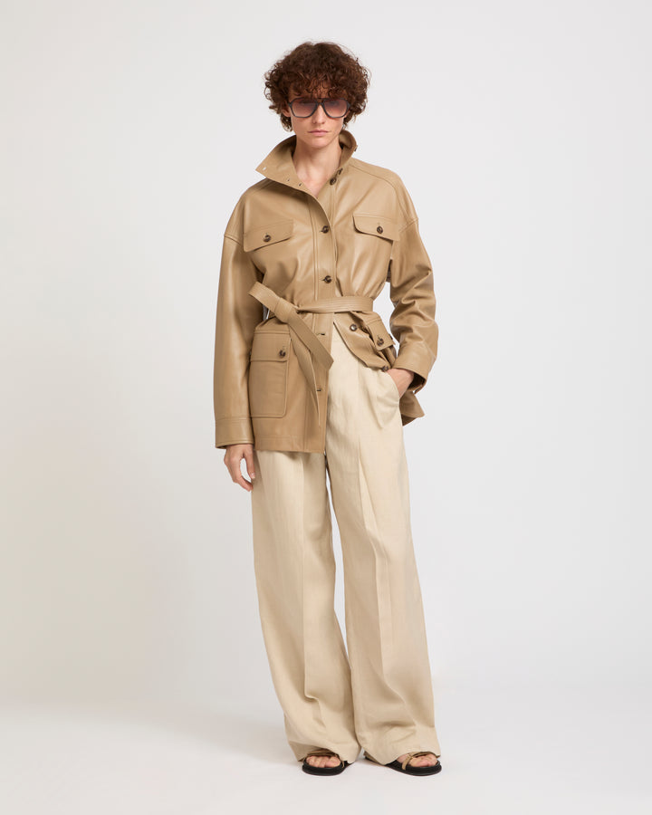 Leather safari jacket