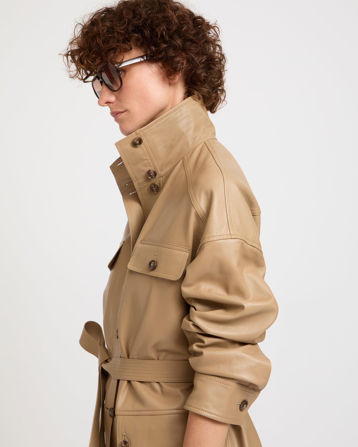 Leather safari jacket