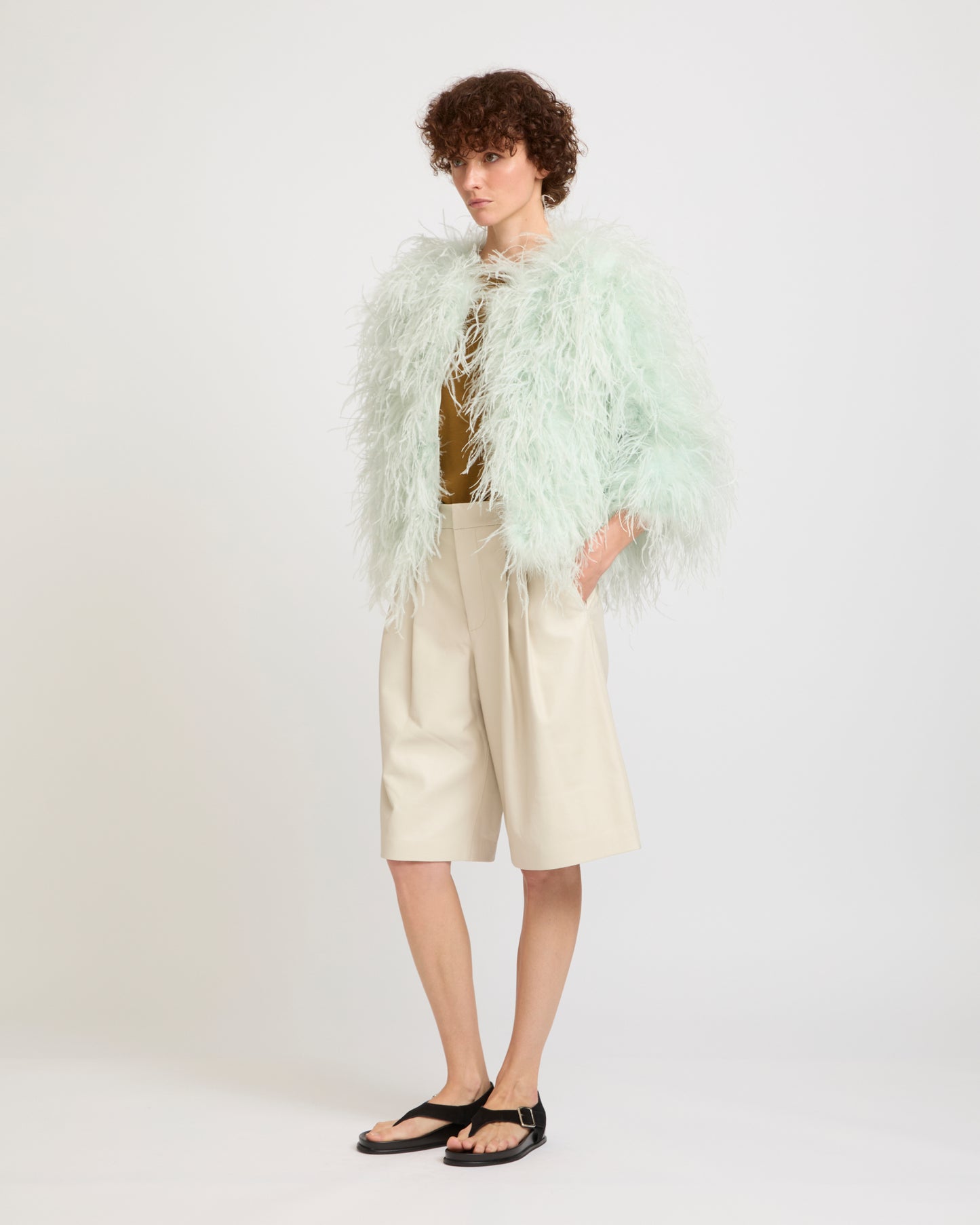 Short Ostrich Feather Jacket