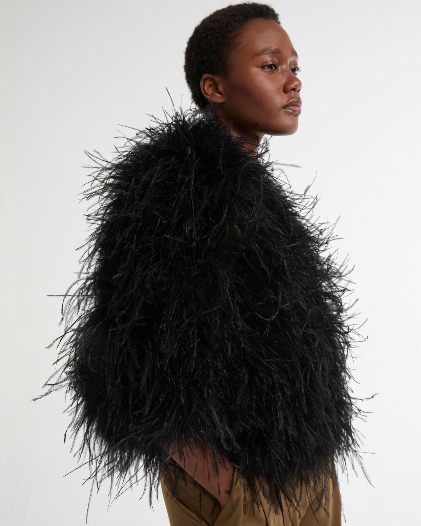 Short Ostrich Feather Jacket