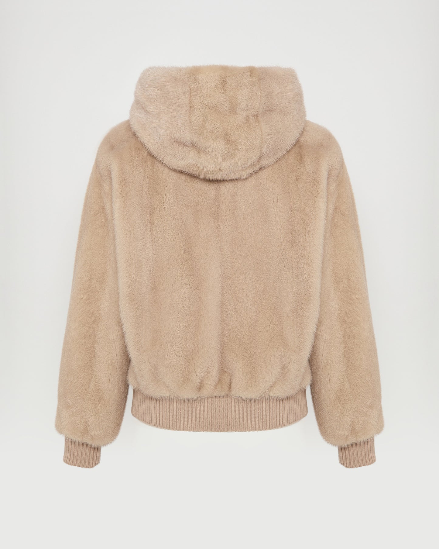 Merino knit and mink fur hooded blouson