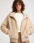 Merino knit and mink fur hooded jacket