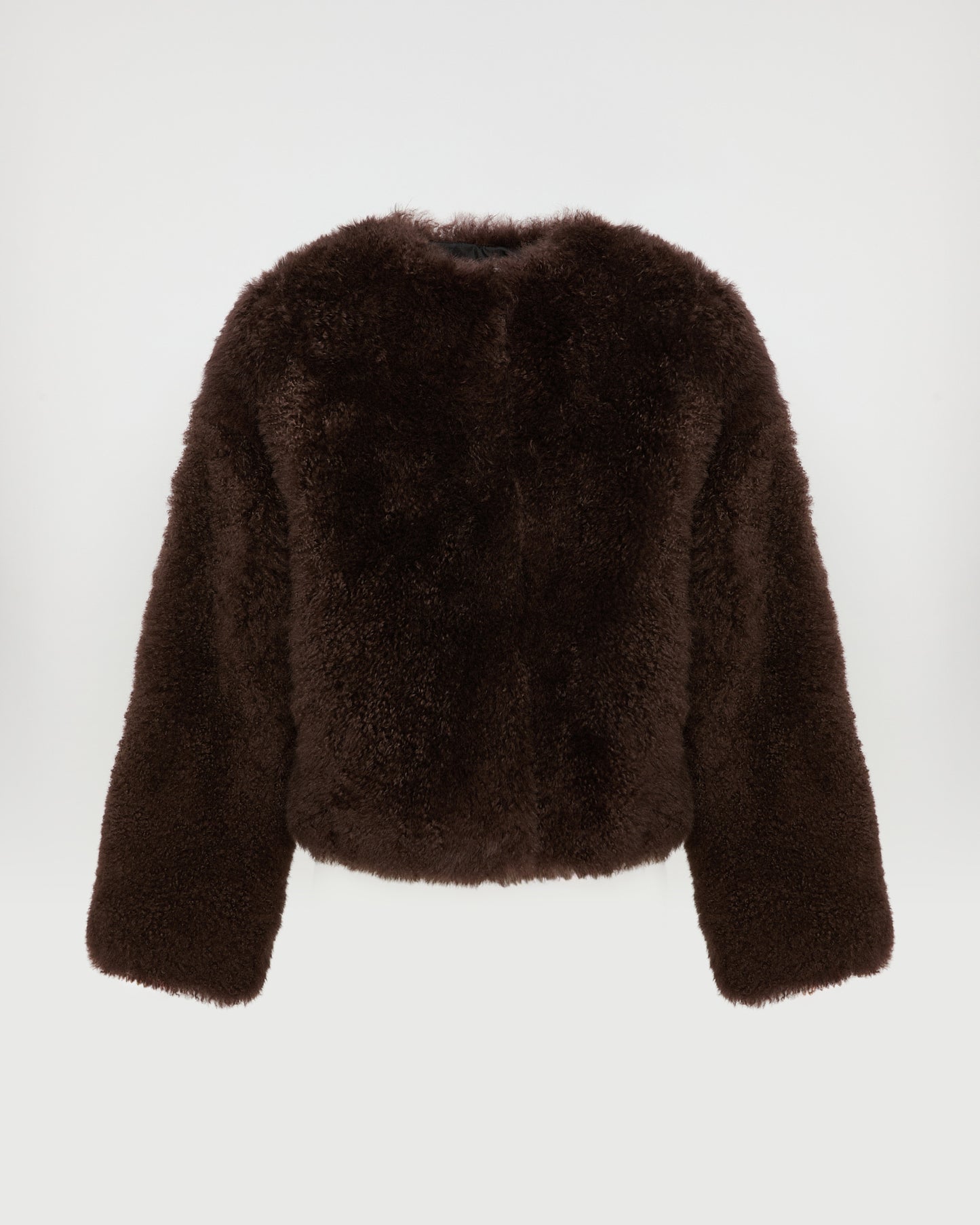 Short cashmere lambskin and merino knit jacket